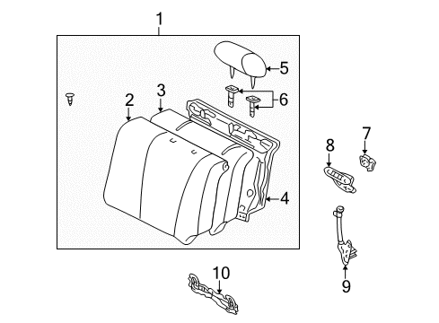 2000 Toyota Corolla Rear Seat Components Diagram 3 - Thumbnail