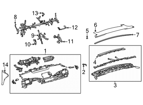 2017 Toyota Mirai Bracket, Center Lower Cluster Support Diagram for 55463-62020