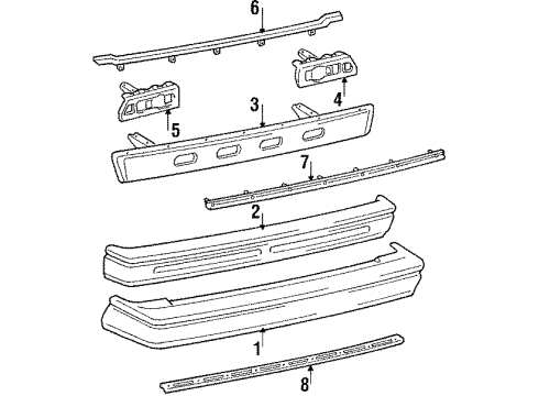 1987 Toyota Van Cover, Rear Bumper Diagram for 52159-87001