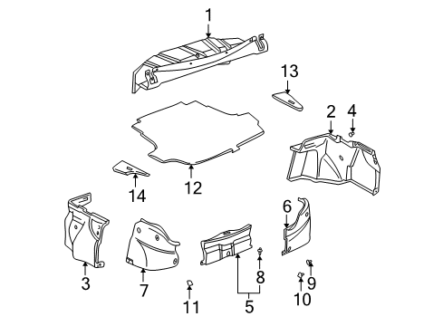 2002 Toyota Solara Cover, Luggage Compartment Trim, Front Diagram for 64717-AA020