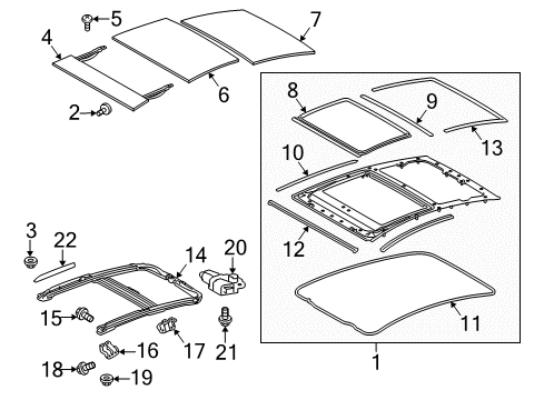 2011 Toyota Prius Sunroof, Body Diagram