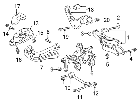 2019 Toyota Avalon Rear Suspension Components, Upper Control Arm, Ride Control, Stabilizer Bar Diagram