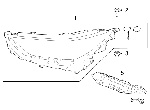 2024 Toyota Grand Highlander Headlamp Components Diagram