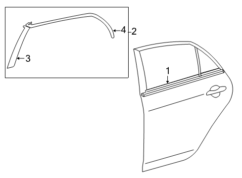 2013 Toyota Corolla Moulding Assy, Rear Door Belt, LH Diagram for 75740-02190