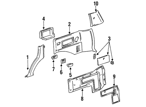 1991 Toyota Land Cruiser Quarter Panel & Components Diagram