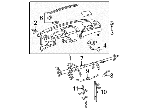 2007 Toyota Solara Cluster & Switches, Instrument Panel Diagram 1 - Thumbnail