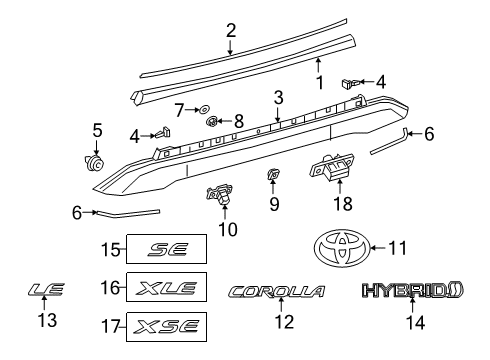 2021 Toyota Corolla Luggage Compartment Door Plate Diagram for 75444-02D50