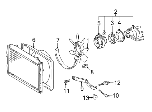 1996 Toyota Tacoma Cooling System, Radiator, Water Pump, Cooling Fan Diagram 2 - Thumbnail