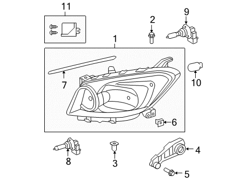 2012 Toyota RAV4 Bulbs Diagram