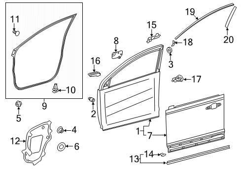 2019 Toyota RAV4 Front Door, Body Diagram