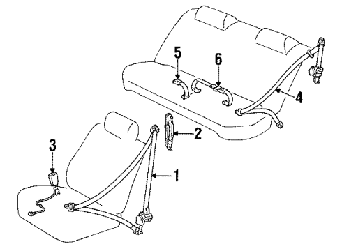 1993 Toyota Camry Belt Assembly, Rear Seat, Outer RH Diagram for 73560-06020-B0