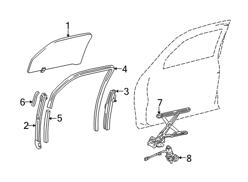 2004 Toyota Tundra Front Door - Glass & Hardware Diagram