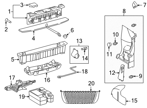 2015 Scion iQ Interior Trim - Rear Body Diagram