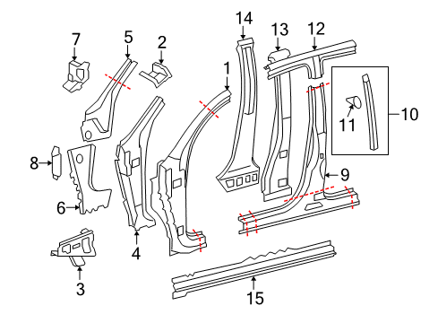 2013 Toyota Sequoia Weatherstrip, Center Pillar Upper End, RH Diagram for 67865-0C020