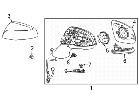 2021 Toyota Sienna Mirror Cover, White Pearl, Driver Side Diagram for 87945-08050-A0