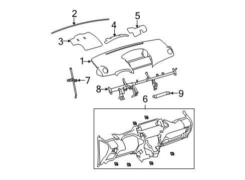 2009 Toyota Yaris Cluster & Switches, Instrument Panel Diagram 2 - Thumbnail