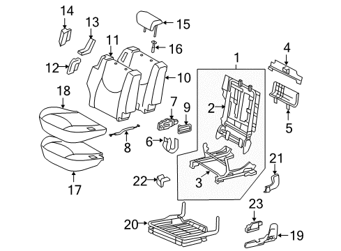 2009 Toyota RAV4 Base, Rear Seat Back Lock Control Lever Diagram for 72677-42010-E1