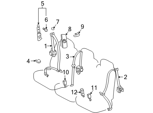 2008 Toyota Sienna Rear Seat Belts Diagram