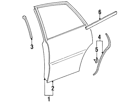 1997 Toyota Avalon WEATHERSTRIP, Rear Door LH Diagram for 67888-AC010