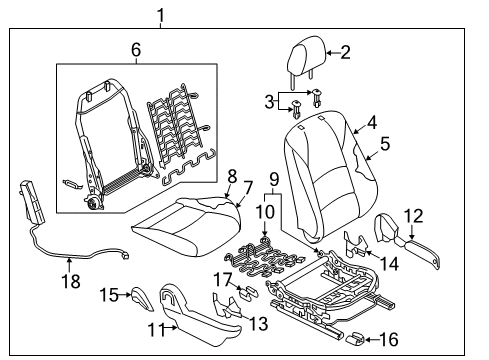 2018 Toyota Yaris iA Front Seat Cover Sub-Assembly Diagram for 71071-WB016