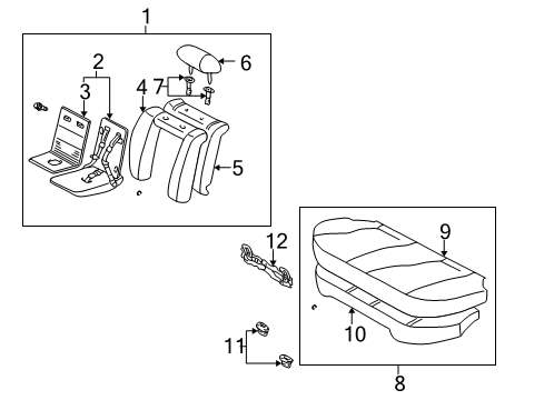 2001 Toyota Corolla Seat Back Pad, Passenger Side Diagram for 71507-02050