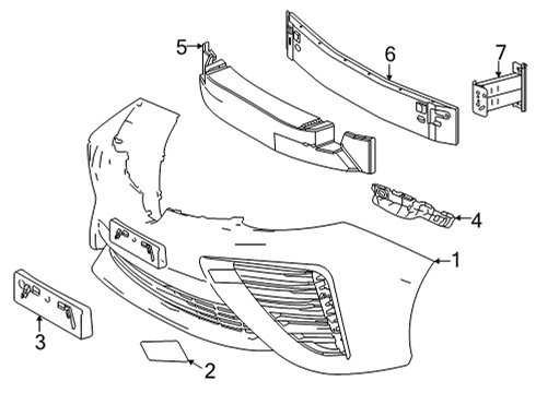 2017 Toyota Mirai Cover, Front Bumper Hole Diagram for 52128-62900