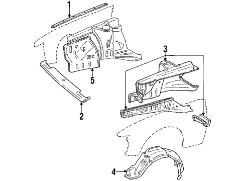 1985 Toyota Celica Liner, Front Fender, LH Diagram for 53876-14160