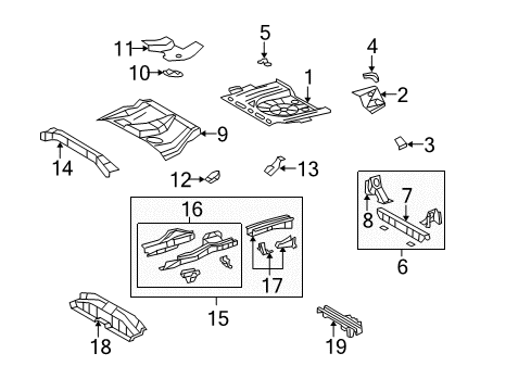 2010 Toyota Matrix Member Sub-Assy, Rear Floor Cross, Center Diagram for 57069-01010