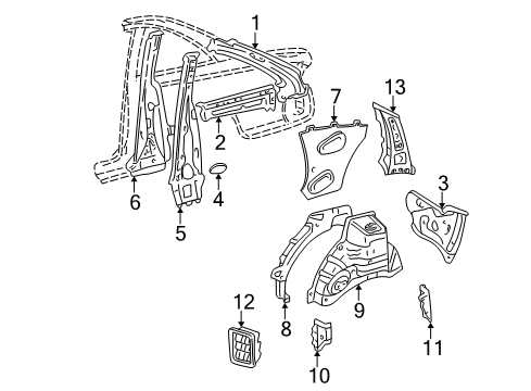 2003 Toyota Solara Inner Structure - Quarter Panel Diagram 2 - Thumbnail