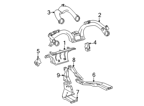 2004 Toyota Matrix Duct, Heater To Register Diagram for 55843-01040