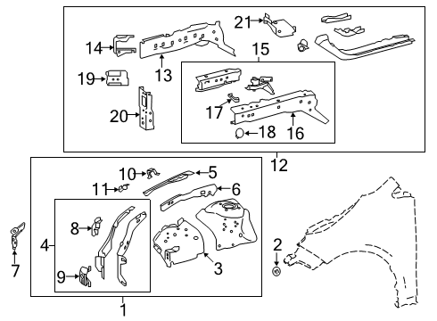 2023 Toyota Corolla Member, Fr Apron To Diagram for 53734-02070