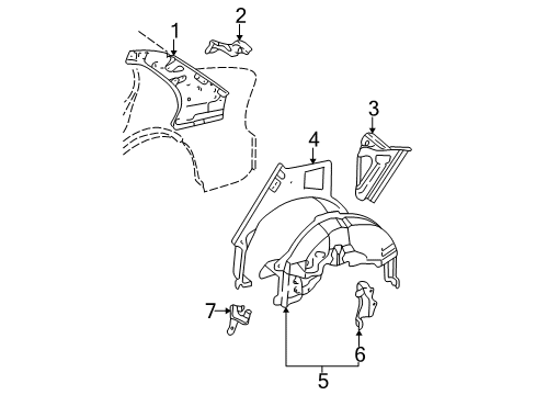 2005 Toyota Corolla Inner Structure - Quarter Panel Diagram