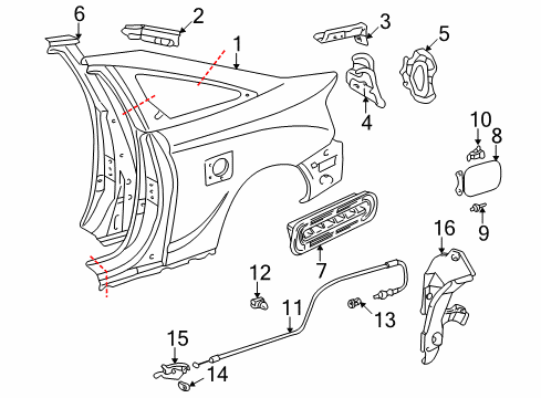 2002 Toyota Celica Quarter Panel & Components Diagram