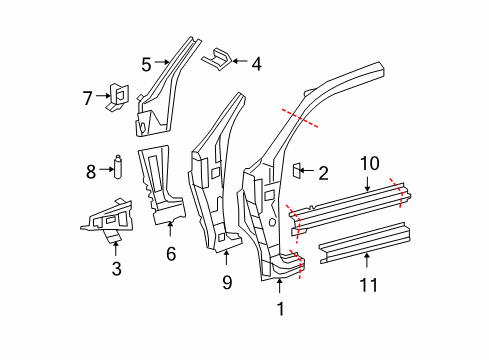 2009 Toyota Tundra Hinge Pillar, Rocker Diagram 3 - Thumbnail