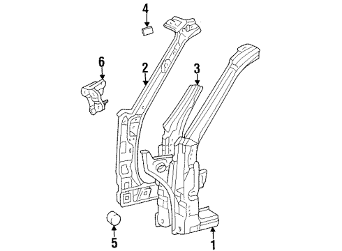 1996 Toyota Paseo Bracket Sub-Assy, Instrument Panel To Cowl Side, RH Diagram for 61035-16030