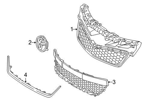 2013 Toyota Yaris Grille & Components Diagram 1 - Thumbnail