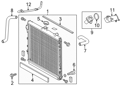 2019 Toyota Tundra Radiator & Components Diagram