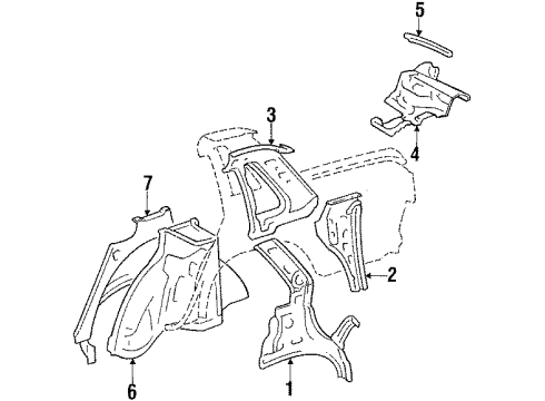 1985 Toyota Camry Quarter Panel - Inner Components Diagram