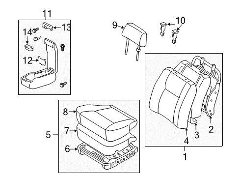 2001 Toyota Tacoma Front Seat Components Diagram 2 - Thumbnail