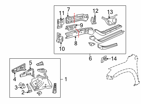 2012 Toyota RAV4 Structural Components & Rails Diagram