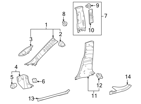 2023 Toyota GR Corolla GARNISH Assembly, Fr PIL Diagram for 62210-12160-C0