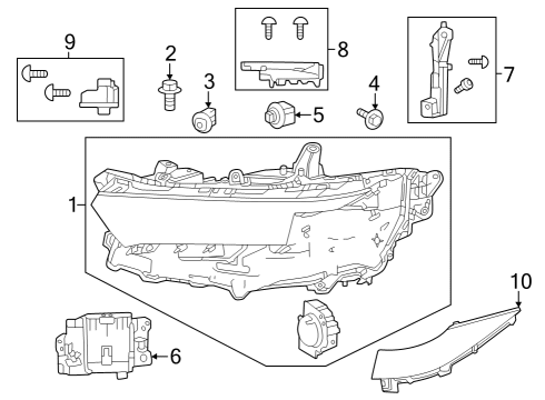 2023 Toyota Crown Headlamp Components Diagram