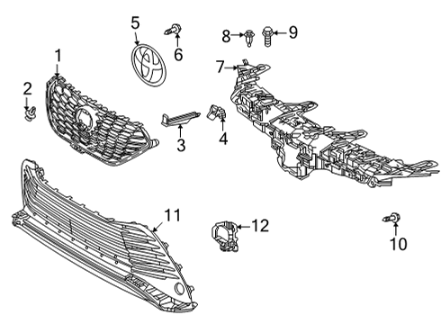 2022 Toyota Highlander Grille & Components Diagram