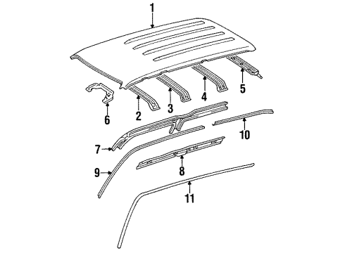 1991 Toyota Land Cruiser Roof & Components Diagram