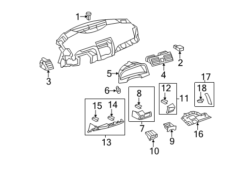 2007 Toyota Camry Cover Sub-Assembly, Instrument Panel Under Diagram for 55607-06100