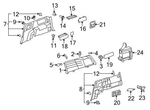 2013 Toyota FJ Cruiser Garnish, Roof Side, Inner LH Diagram for 62472-35031-B0