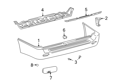 2001 Toyota Land Cruiser Bracket, Rear Bumper Extension Mounting, RH Diagram for 52167-60030