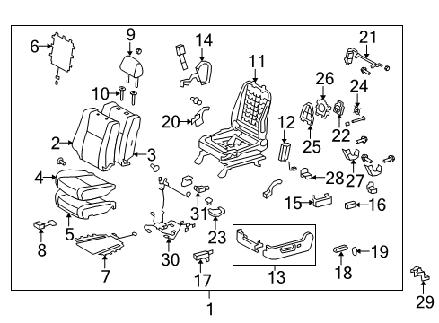 2008 Toyota Sequoia Seat Cushion Pad, Driver Side Diagram for 71512-0C080