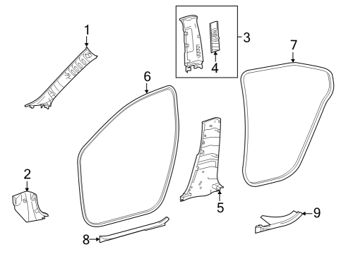 2023 Toyota bZ4X GARNISH ASSY, FR PIL Diagram for 62210-42180-C0