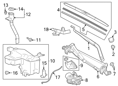 2024 Toyota Grand Highlander Wiper & Washer Components Diagram